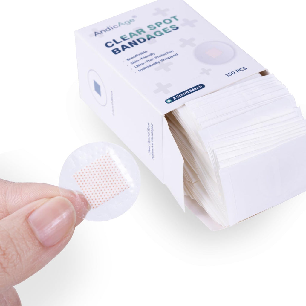 150pcs Clear Round Spot Bandages PE Waterproof Circle Adhesive Bandages, 1 Box (New pacakge)