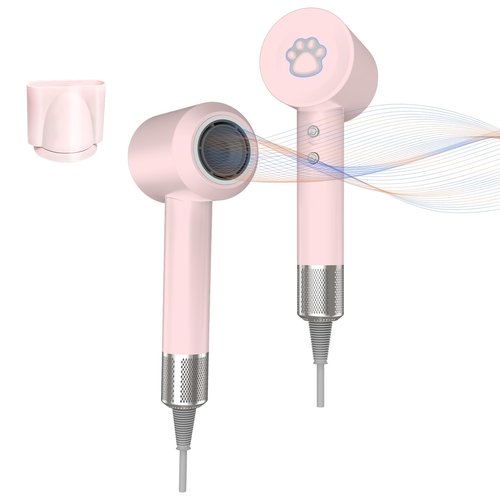 Diffuser Hair Dryers for Women Men, KIKVOOL 110000 RPM Fast Ionic Blow Dryer for Thick Hair, Protable Travel Hair Diffuser Dryer, Brushless Motor, 3 Temps/2 Speeds Lightweight Hairdryer, Pink