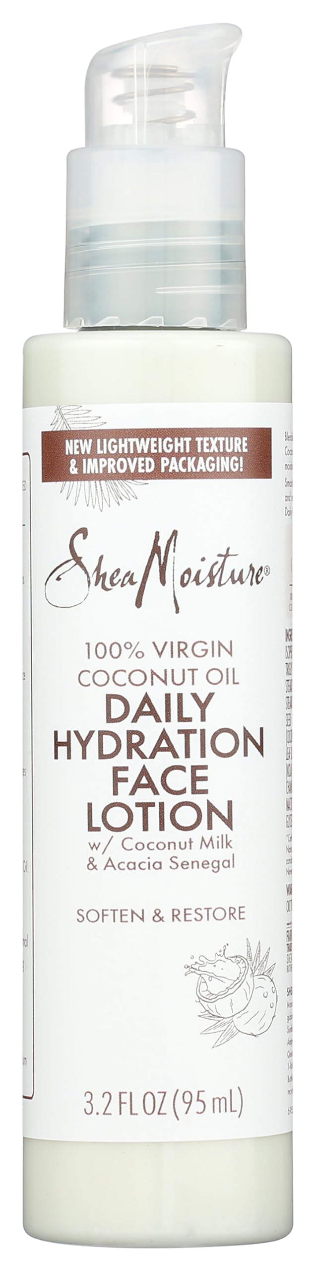 SheaMoisture 100% Virgin Coconut Oil Daily Hydration Face Lotion 3.2 Fl Oz (Pack of 1)