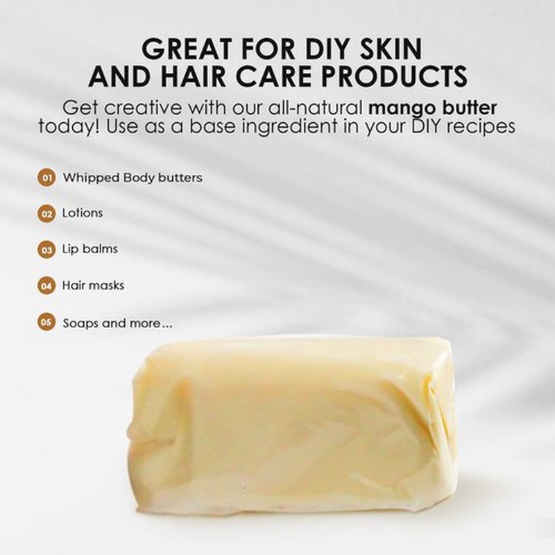 Nourichesse Unrefined Mango Butter - 1LB (16oz) Block, 100% Pure Raw Mango Butter