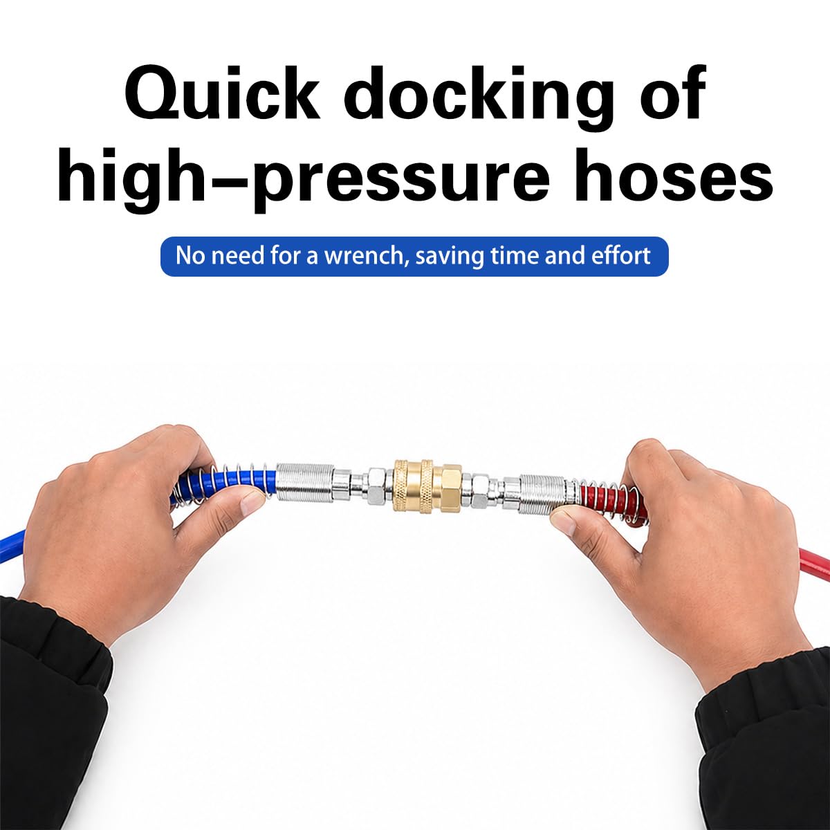 Airless Paint Sprayer Quick Connect Coupler 2-Pack, 1/4 Inch Stainless Steel or Brass Adapter, High Pressure Leak-Free Connector for Spray Gun Hose (Brass Finish)