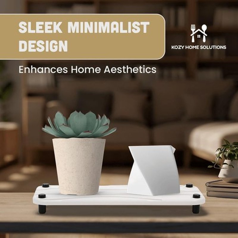 Skiennix 2pc Stone Drying Tray - Diatomite Sink Caddy & Kitchen Organizer - Water Absorbing Mat (White)