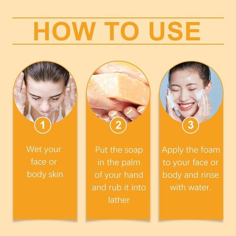 3PCS Lemon Turmeric Kojic Soap + 3 Bubble Nets | Organic Face & Body Bar | Cleansing & Exfoliating | All Skin Types