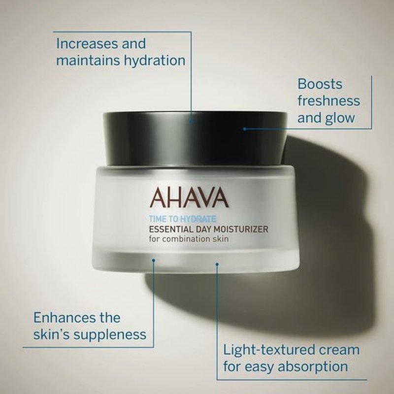 AHAVA Essential Day Moisturizer - Hydrating Anti-Aging Facial & Neck Cream with Aloe Vera, 1.7 oz