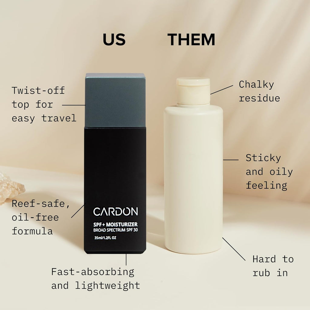 Cardon Men's SPF 30 Korean Sunscreen for Face, Facial Moisturizer With Sunblock, Anti-Aging Face Sunscreen, SPF Facial Moisturizer, Men's Skin Care Lotion with Cactus Extract (2 Bottles - 70ml)