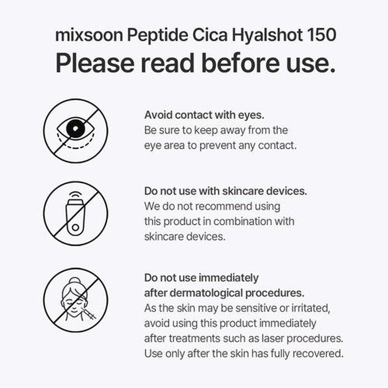 mixsoon Peptide Cica Hyalshot 150 - Firming, Soothing and Moisture-Boosting Ampoule Serum, Lightweight Formula for Radiant, Balanced Skin 50ml / 1.69 fl.oz. Korean Glass Skin Care