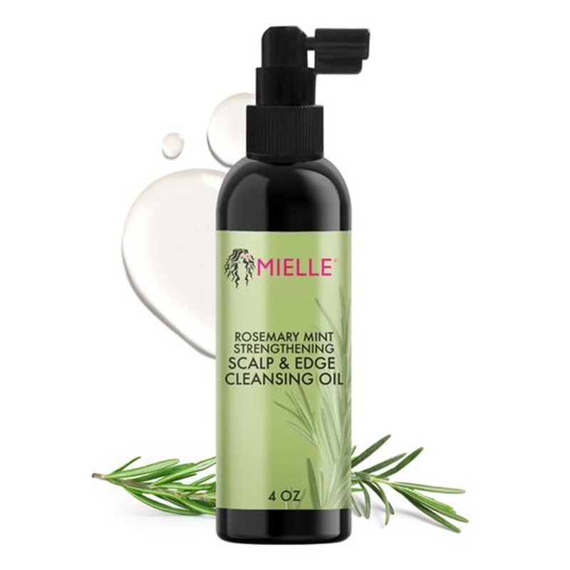 Mielle Organics Rosemary & Mint Scalp & Edge Cleansing Hair Oil - No-Rinse Scalp Cleanser for Product Build Up - Prolongs Hairstyles Between Wash Days & Encourages Longer, Healthier Hair (4 Oz)