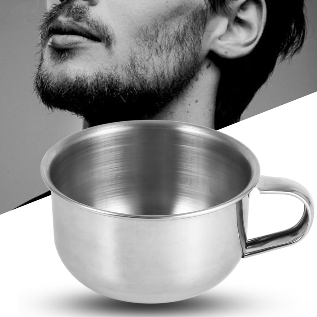 GBSCLOVER Stainless Steel Shaving Bowl, Lightweight Shaving Soap Bowl With Handle, Stylish Shave Bowl Suitable for Traditional and Modern Form of Shaving, 4.3 x 2.0in