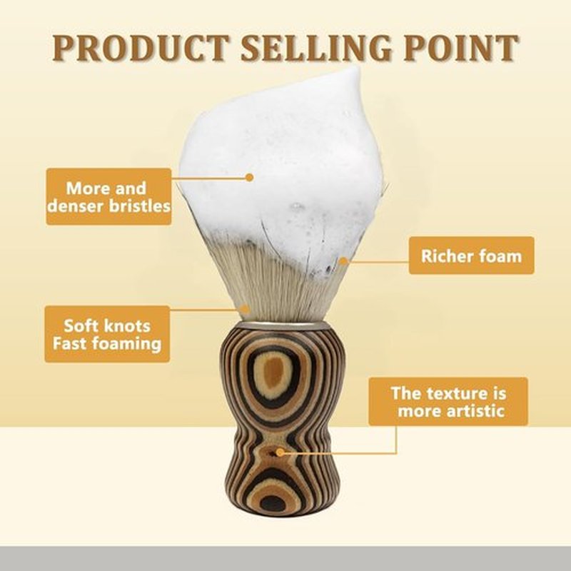 KIKC Pure Badger Shaving Brush - Handcrafted Soft Bristles with Art Annual Ring Wood Handle | Perfect Gift for Bearded Men