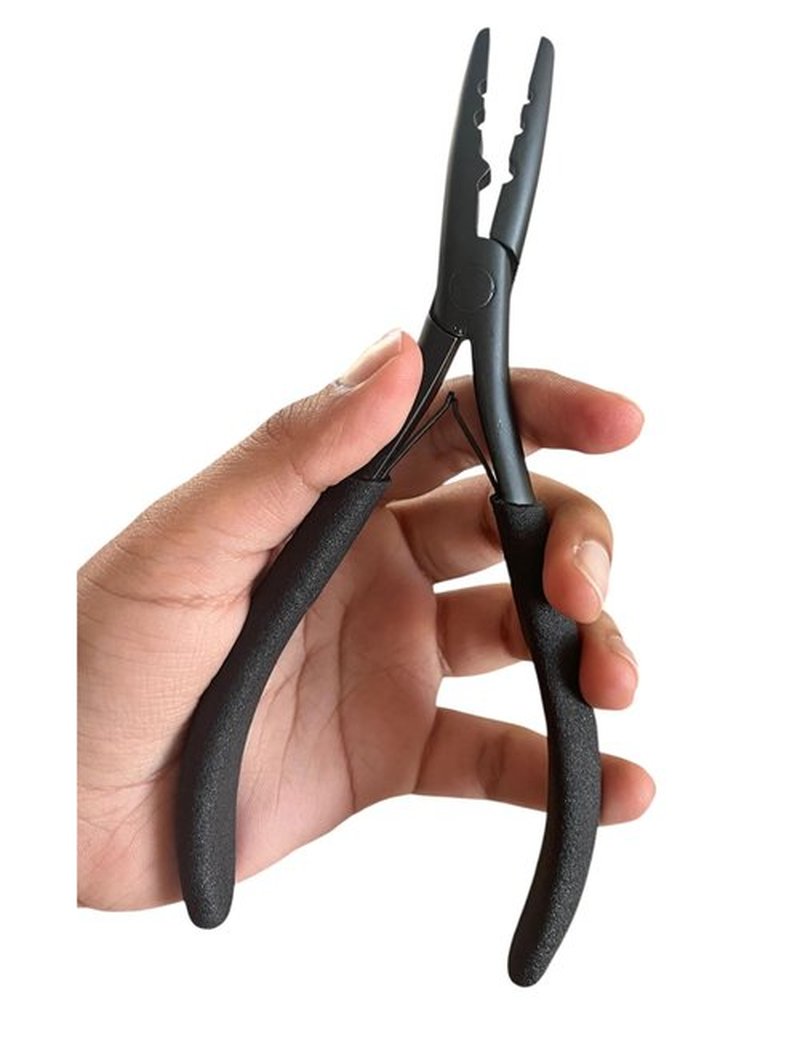 MIRACLE Hair Extension Bead Remover Pliers 7 Inch Professional Micro Link and Nano Ring Removal Tool Stainless Steel 2 Hole Black