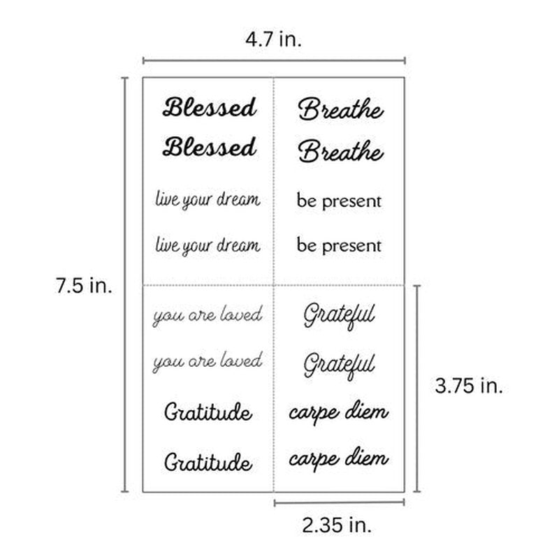 One Grace Blessed Collection - Inspirational and Motivational Words Small Temporary Tattoos - Realistic Long Lasting Waterproof Black Mini Tattoos for Women and Men