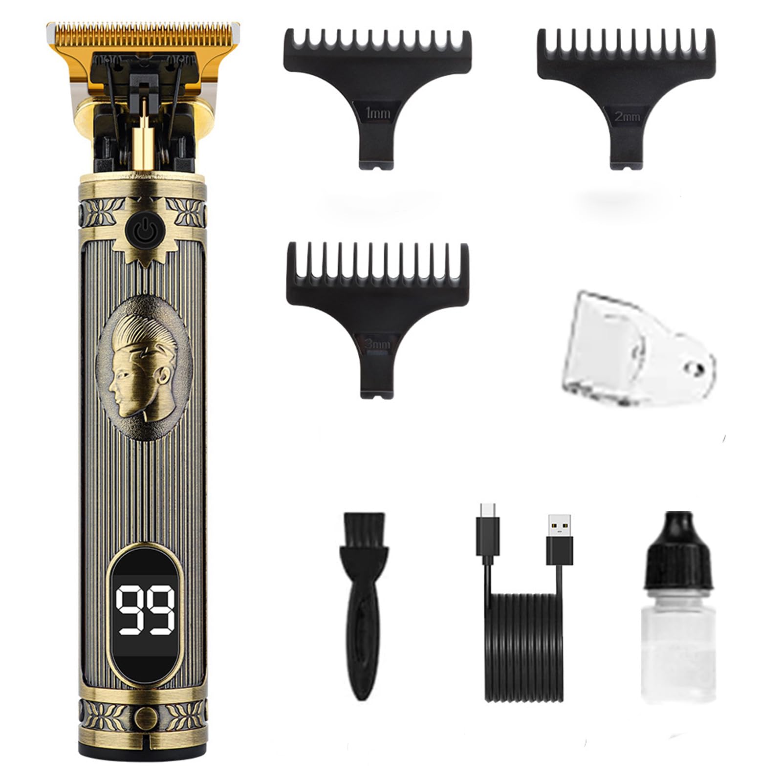 Hair Clippers for Men, Professional Hair Trimmer for Barber, Beard Trimmer for Men, Mens Zero Gap T Blade Trimmer for Edging Beards and Mustaches, Electric Rechargeable Cordless Shaving Machine