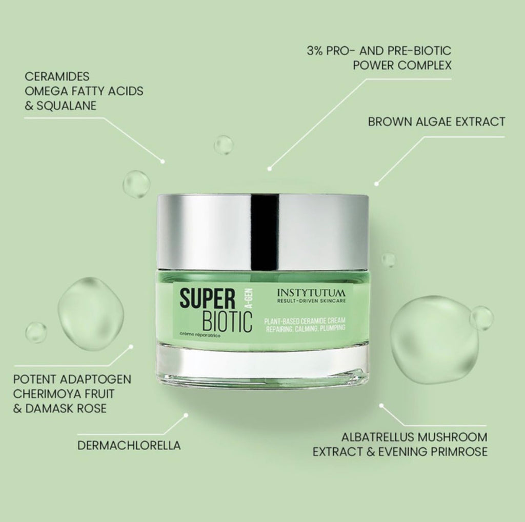 INSTYTUTUM Super Biotic Plant-Based Ceramide Cream, Barrier Repairing Moisturizer with Squalane and Omegas, 1.7 oz