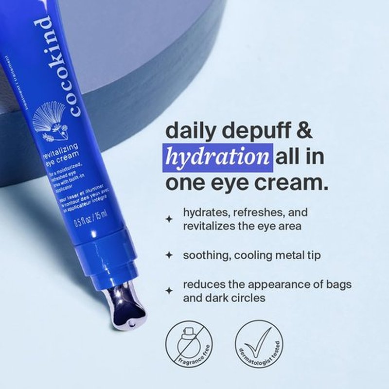 Cocokind Revitalizing Eye Cream - Depuff & Reduce Fine Lines with Hydrating Metal Applicator | 0.5 Fl Oz