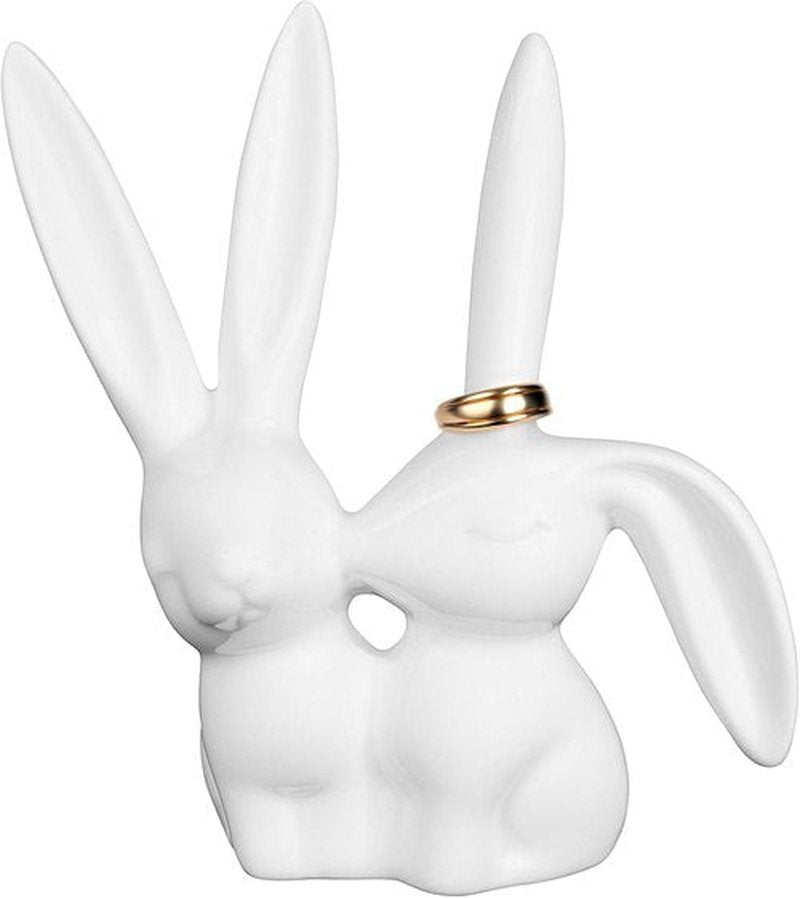 Creative Co-Op Ceramic Bunny Rabbits Ring Holder - Charming Jewelry Organizer | Cute Home Decor