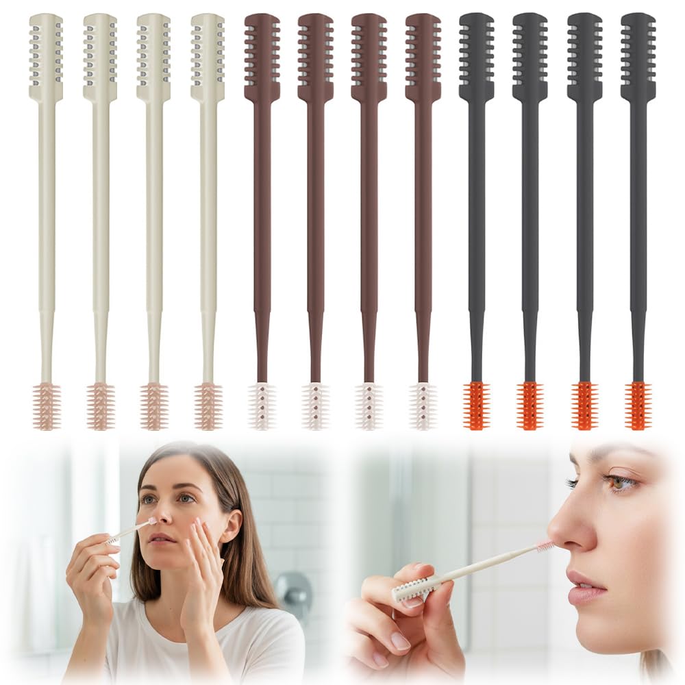 Fliwos Nasal Hair Cutter, 2026 New 2-in-1 Double Sided Nose Hair Trimmer, Portable Nasal Clippers, Manual Nose Hair Remover Tool for Men and Women (Multicolor 12PCS)