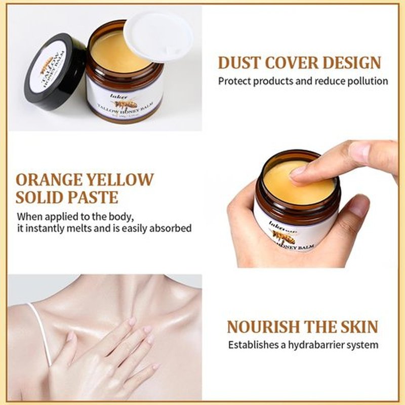 JEMPET Beef Tallow and Honey Balm - Tallow Honey Skin Balm - Skin Moisturizer for Face & Body (03, Unscented)