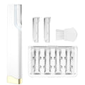 Rechargeable Sonic Dermaplaning Tool for Face - 7 Refill Blades with Travel Storage Bag, Facial Hair & Peach Fuzz Remover for Women (White)