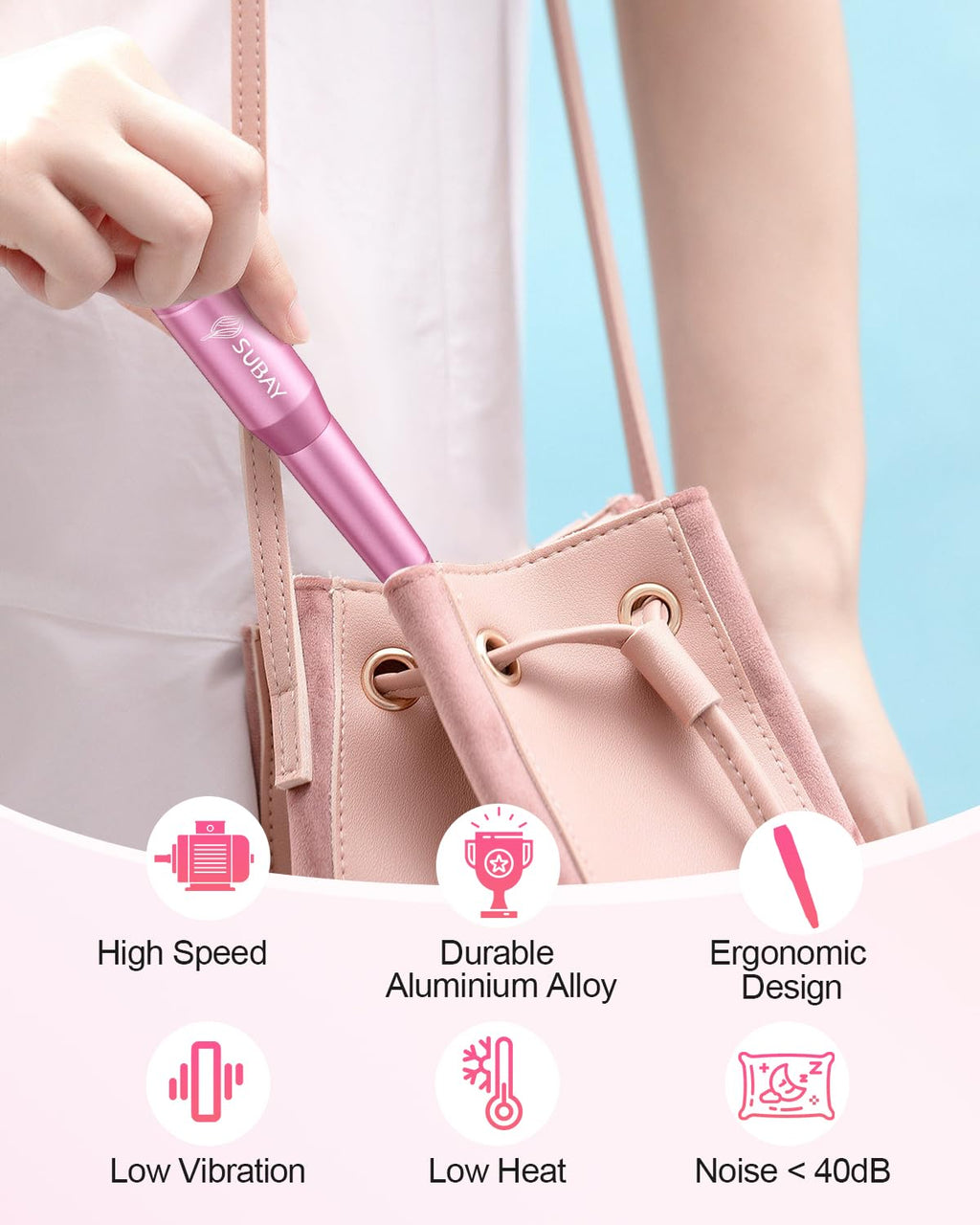 Electric Nail Drill 20000RPM Portable Nail File Nail for Acrylic Gel Nail