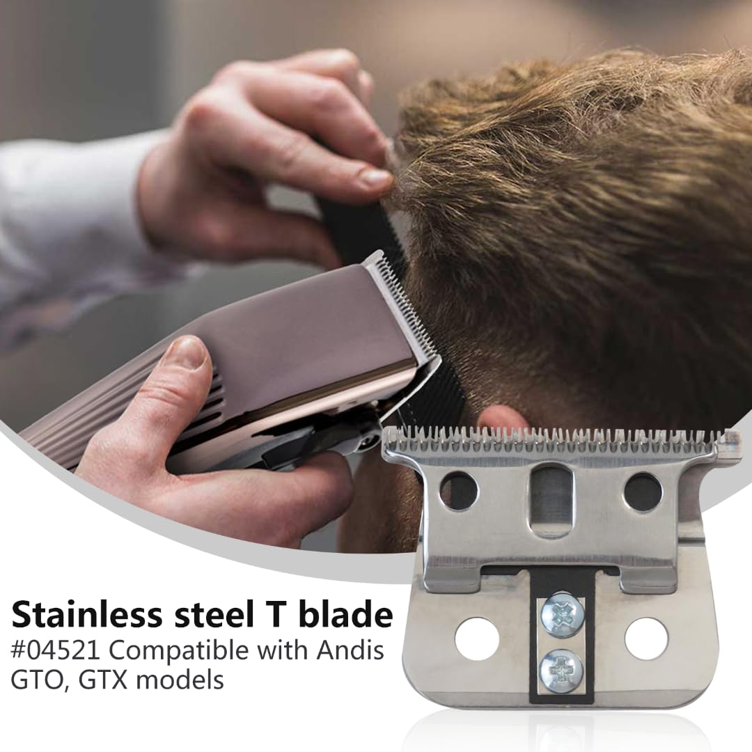 Hair Clipper Replacement Blade Compatible with Andis T Outlinerr Trimmers, Fits for Andis GTO GTX Models, Carbon-Steel T-Blade #04521