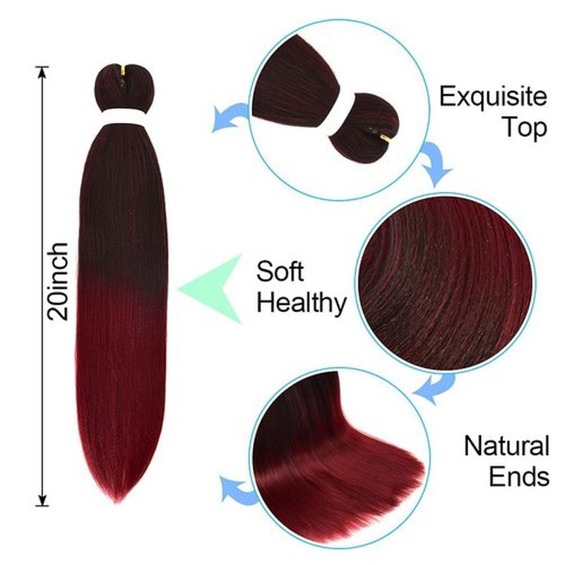 8 Pack Ombre Braiding Hair Pre Stretched - 20" 80G/Pack Premium Pre Stretched Braiding Hair Extensions, Professional Itch Yaki Texture Prestretched Hair(1Bbug)