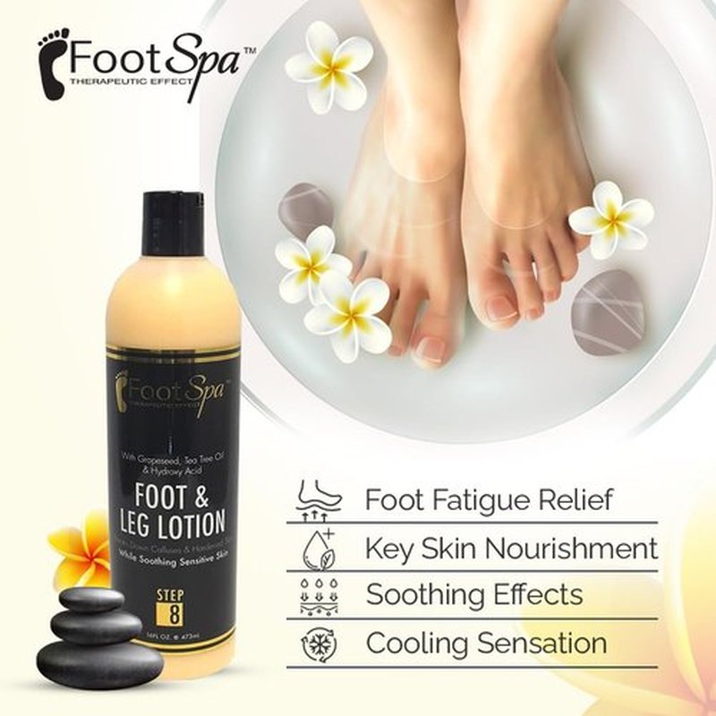 Foot SPA - Healing Therapy Massage Lotion, 16 Oz - with Peppermint and Eucalyptus - Professional Pedicure, Body and Hot Oil Manicure, Infused with Natural Oils and Vitamins