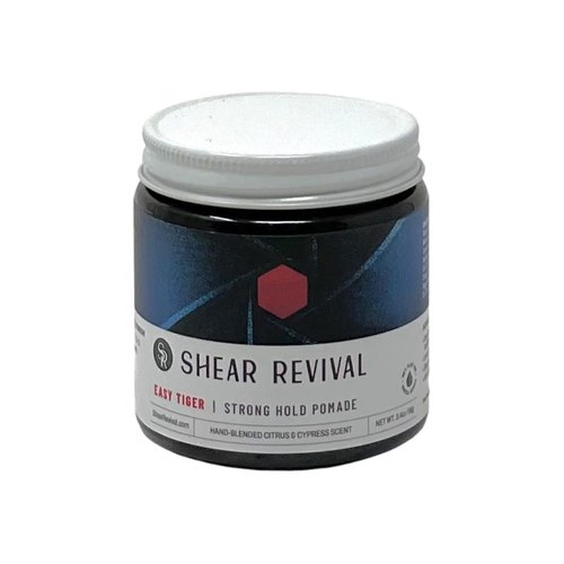 Shear Revival Easy Tiger Pomade | Oil-Based Strong Hold for Short to Medium Hair - 3.4 oz, All Natural Ingredients