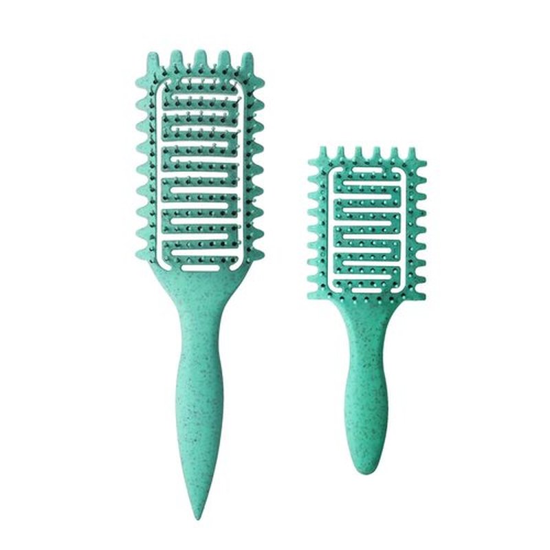 Skiennix Curl Defining Brush - Vented Detangling Tool for Curly Hair | Lightweight & Ergonomic (2 Pcs Green)