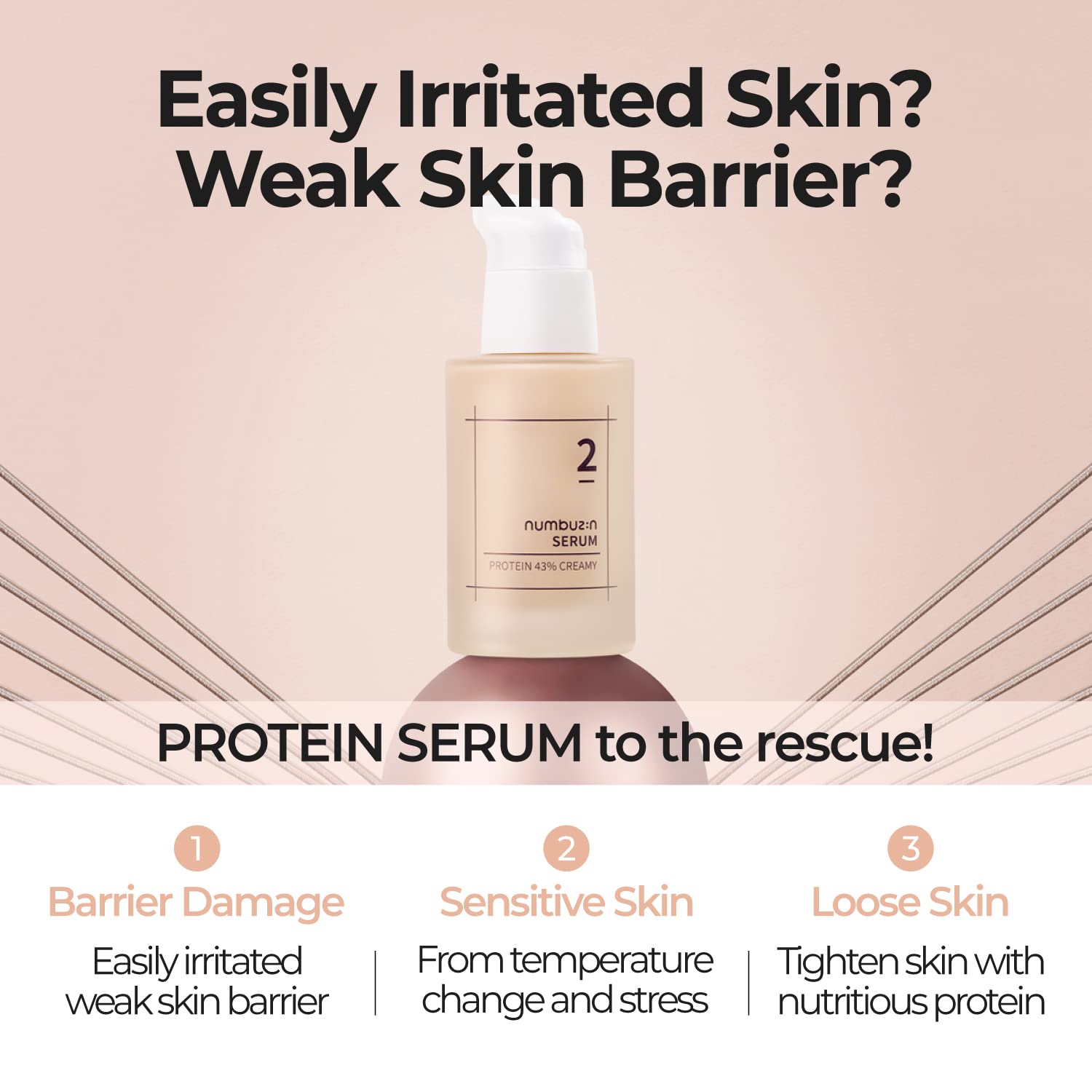 numbuzin No.2 Serum | Creamy 43% Protein Serum | Oat Protein, Ceramide, Panthenol for Skin Barrier | Korean Skincare for Sensitive, Loose Skin | 1.69 fl. oz.