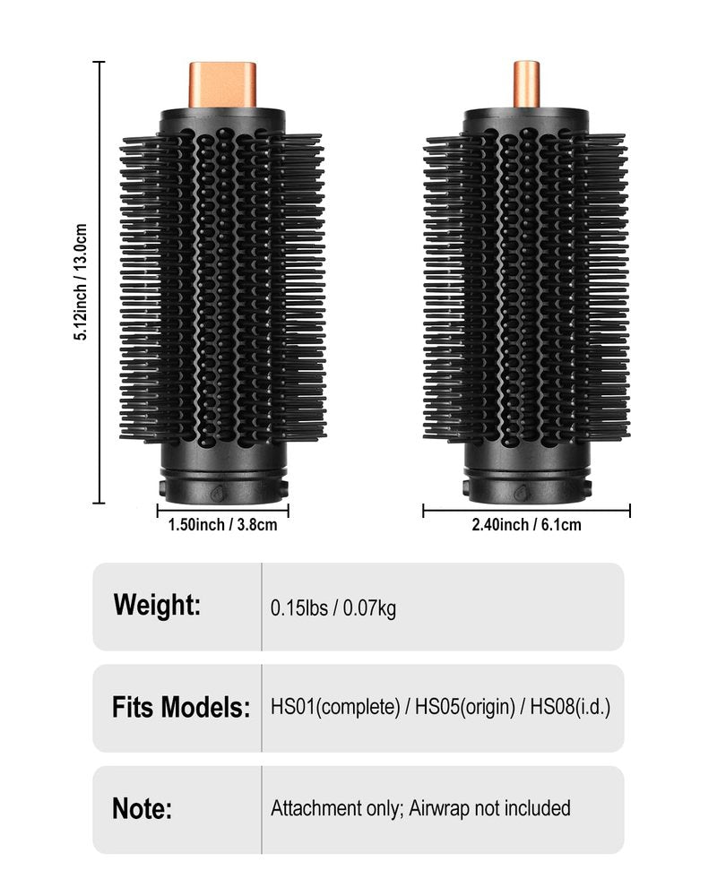 Upgraded Round Volumizing Brush Attachment Compatible with Dyson Airwrap Multi-Styler, Reduced frizz for Voluminous Bouncy Style, fits HS01 HS05 i.d. Copper