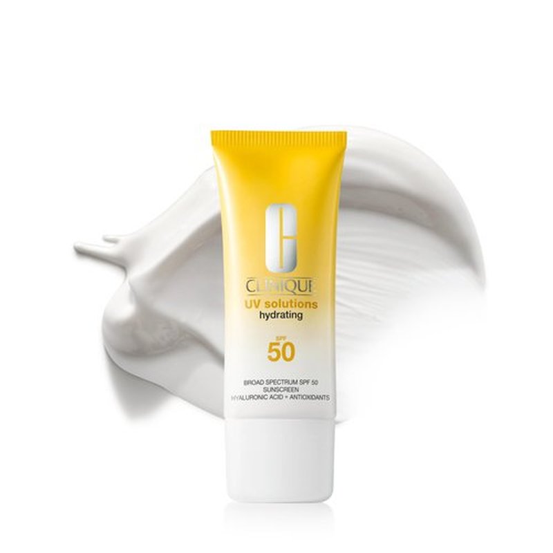 Clinique UV Solutions Hydrating Sunscreen Broad Spectrum SPF 50 With Hyaluronic Acid + Antioxidants | No White Cast | Safe For Sensitive Skin, 1.3 Fl Oz