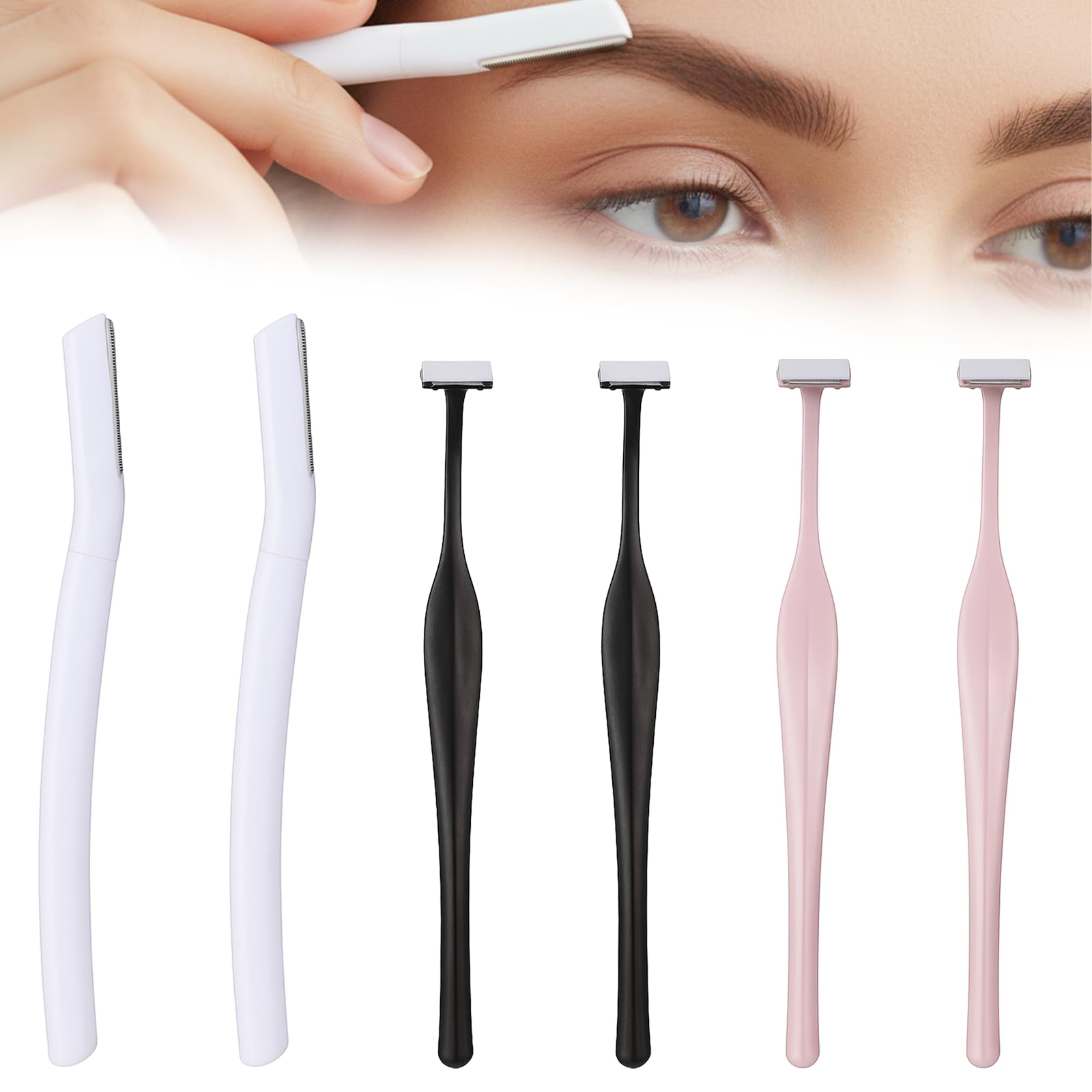 6Pack Eyebrow Razors Stainless Steel Dermaplaning Tool for Face, Small Eyebrow Shaver for Women Men Peach Fuzz and Fine