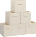Storage Maniac Storage Cubes - 11 Inch Collapsible Bins with Handles | 6 Pack Durable Beige Fabric Organizers