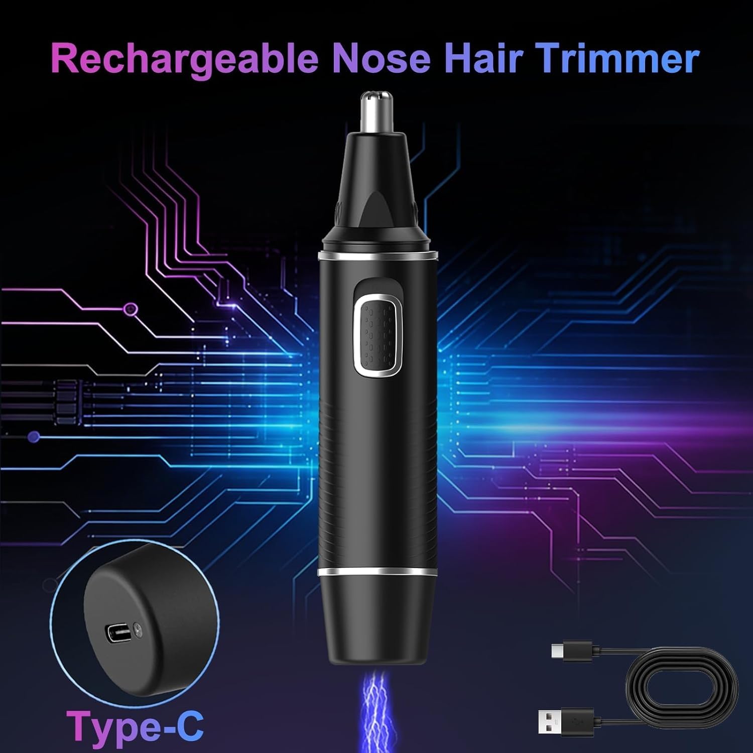 AREYZIN Nose Hair Trimmer for Men,Rechargeable Ear and Nose Trimmer,2 in 1 Painless Professional Eyebrow,Silver