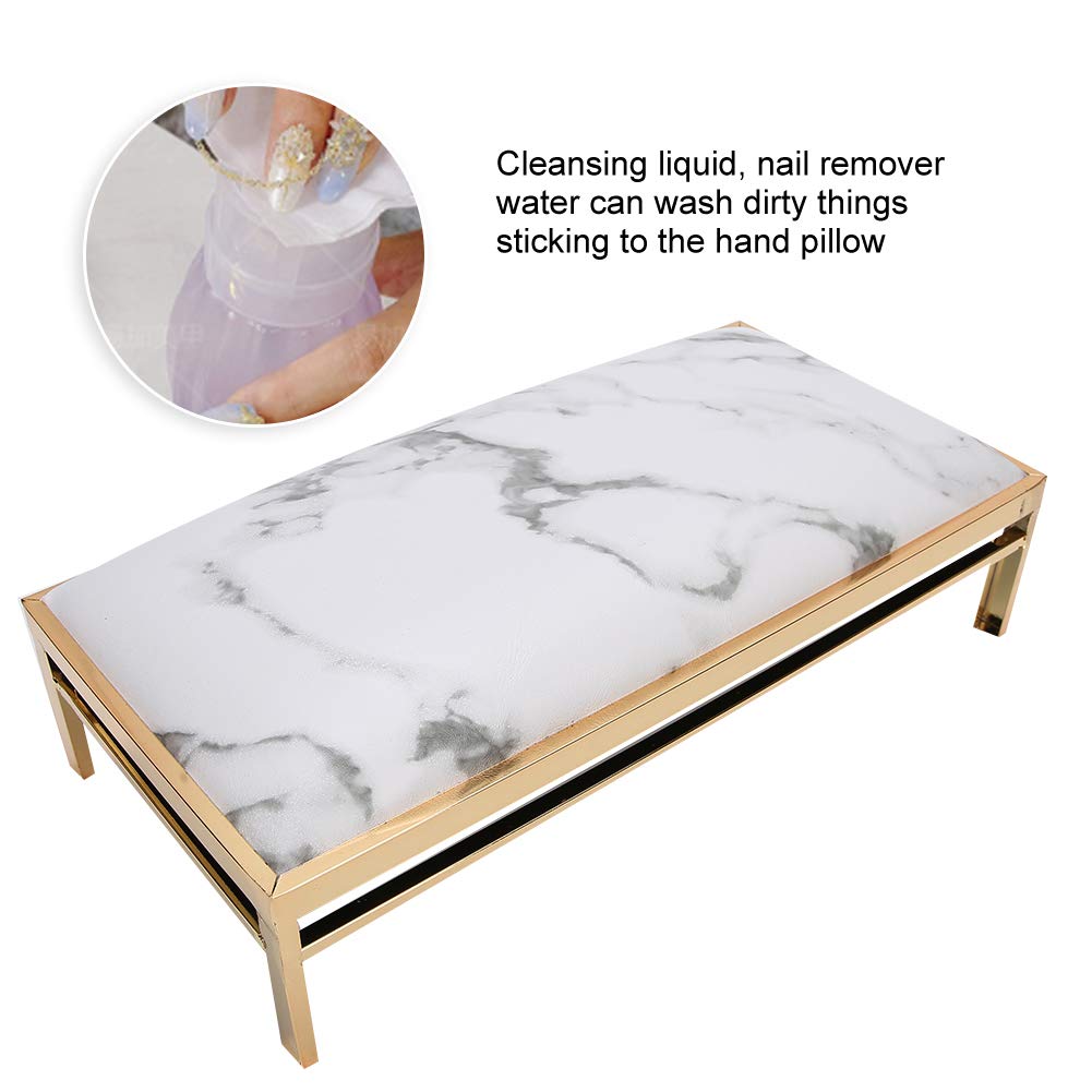 Wallfire Nail Art Hand Pillow, Stylish and Elegant PU Leather Manicure Arm Rest Cushion, Anti-Slip and Soft Hand Cushion for Nail Art Salon Home, Nail Art Equipment Tools(Marble)