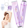 2025 New Electric Womens Shaver, 2-in-1 Body Shaver & Bikini Trimmer for Women, Waterproof Wet & Dry Use Body Hair Electric Razor Trimmer for Bikini Underarm Leg Arm Body Face (Purple)