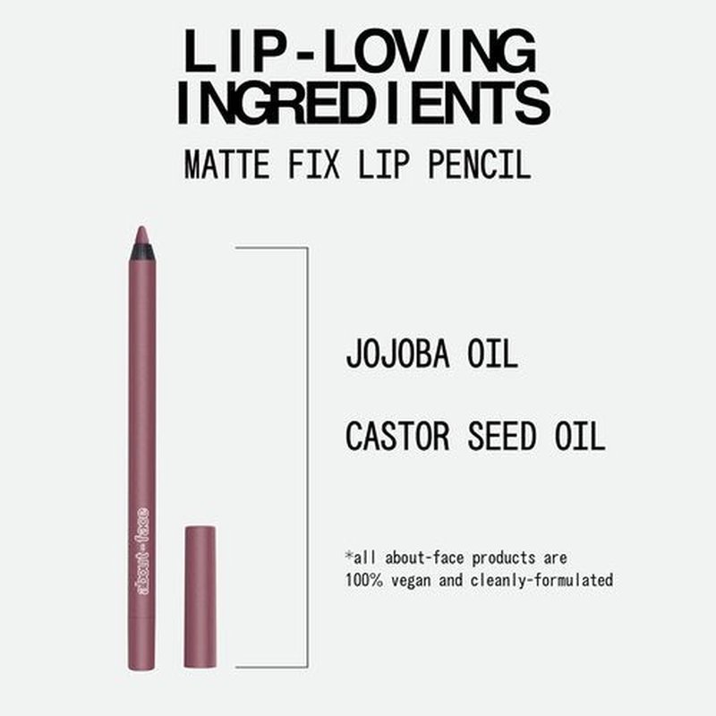 About-Face Matte Fix Lip Pencil - Long-Wear Creamy Matte Lip Liner with Hyaluronic Acid & Vitamins - 0.042 oz (Rosewood)