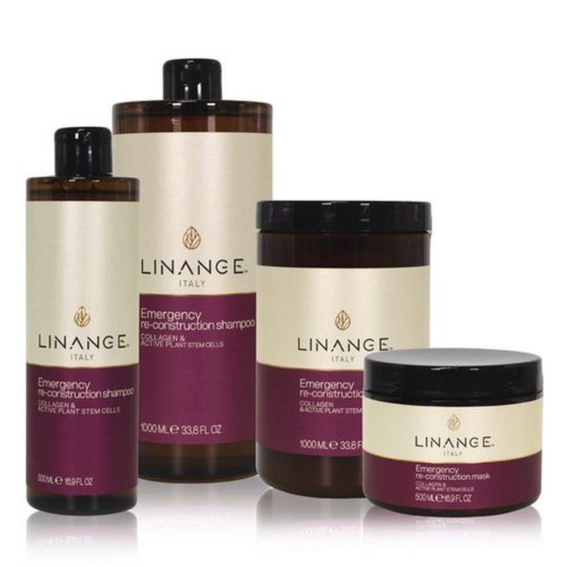 LINANGE Emergency Reconstruction Shampoo for Very Damaged Hair with Collagen, Keratin, and Shea Butter - Nourishing and Restructuring Shampoo, 500ml / 16.9 oz.