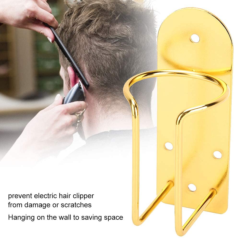 Hair Clipper Holder for barbers wall mounted, Barber Station Electric Hair Trimmer Display Rack Storage Organizer,Gold Stainless Steel Frosting Clipper Holder for Hairdresser Hairstylist Tools