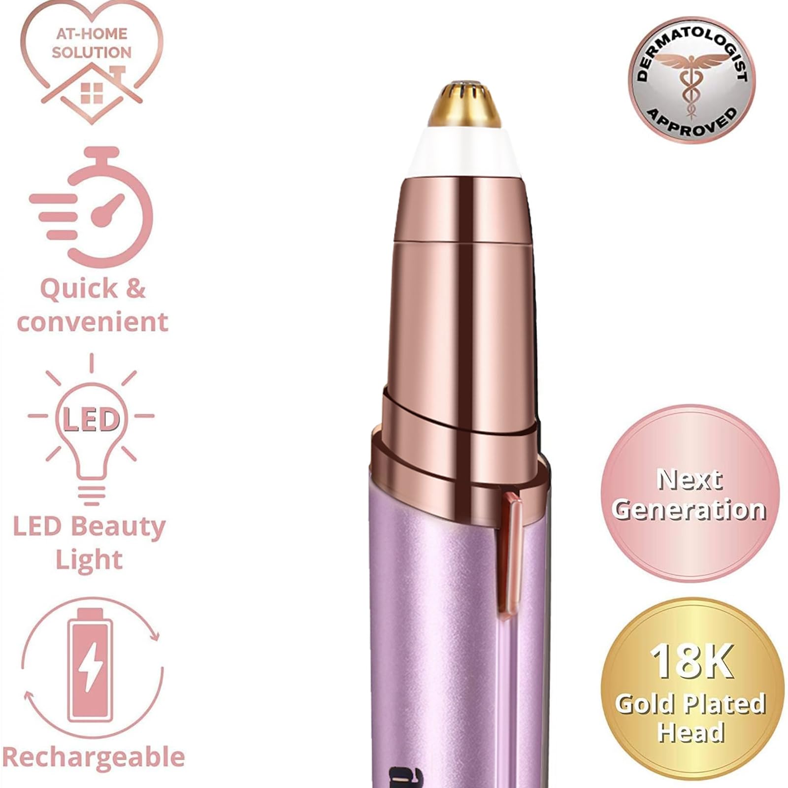 gurelax Eyebrow Trimmer for Women,Electric Eyebrow Hair Remover, Painless Brow Razor Shaper with LED Light, USB Rechargeable, Eye Brow and Face Epilator