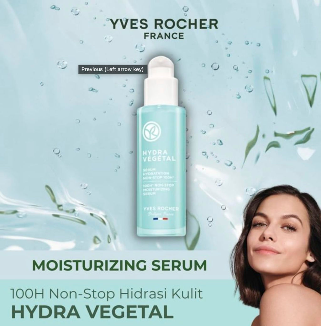 Yves Rocher Hydra Vegetal Face Serum - Intensive 100-Hour Moisturizing Formula | 30 ml / 1 fl oz