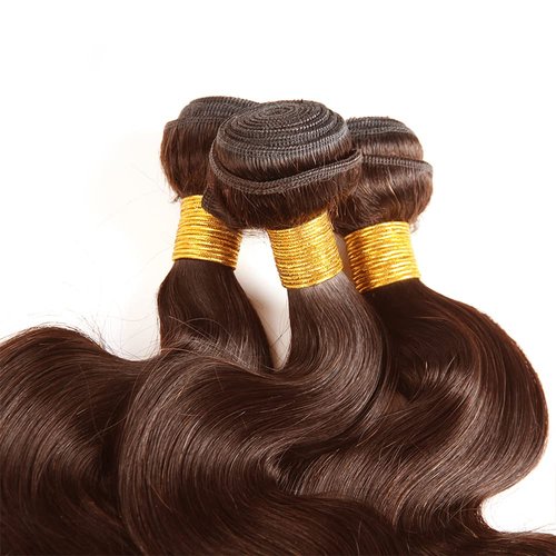 #4 Brown Bundles Human Hair Chocolate Brown Body Wave 3 Bundles 16 18 20 inch Real Color #4 Body Wave Human Hair Extensions 150g Dark Brown Bundles