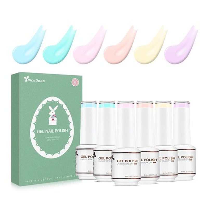 Nicedeco Gel Nail Polish Easter Spring Summer 6 Colors Gel Polish Green Blue Nude Pink Purple Nail Polish Gel Easter Gifts for Women Girls