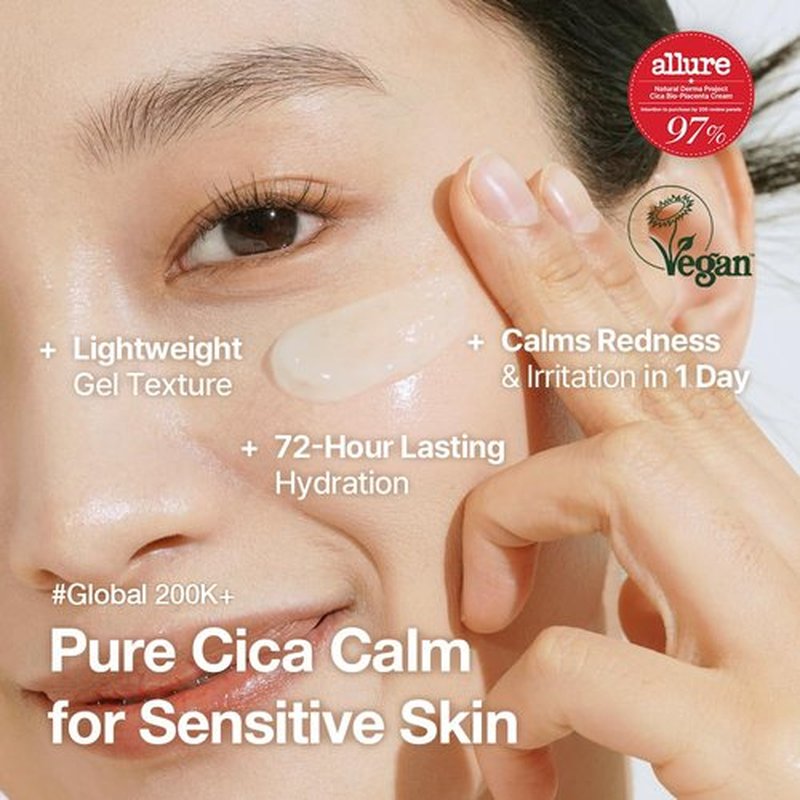 Natural Derma Project NDP Cica Cream - Lightweight Gel Face Moisturizer for Sunburn Relief | 1.7 Fl Oz (50ml)