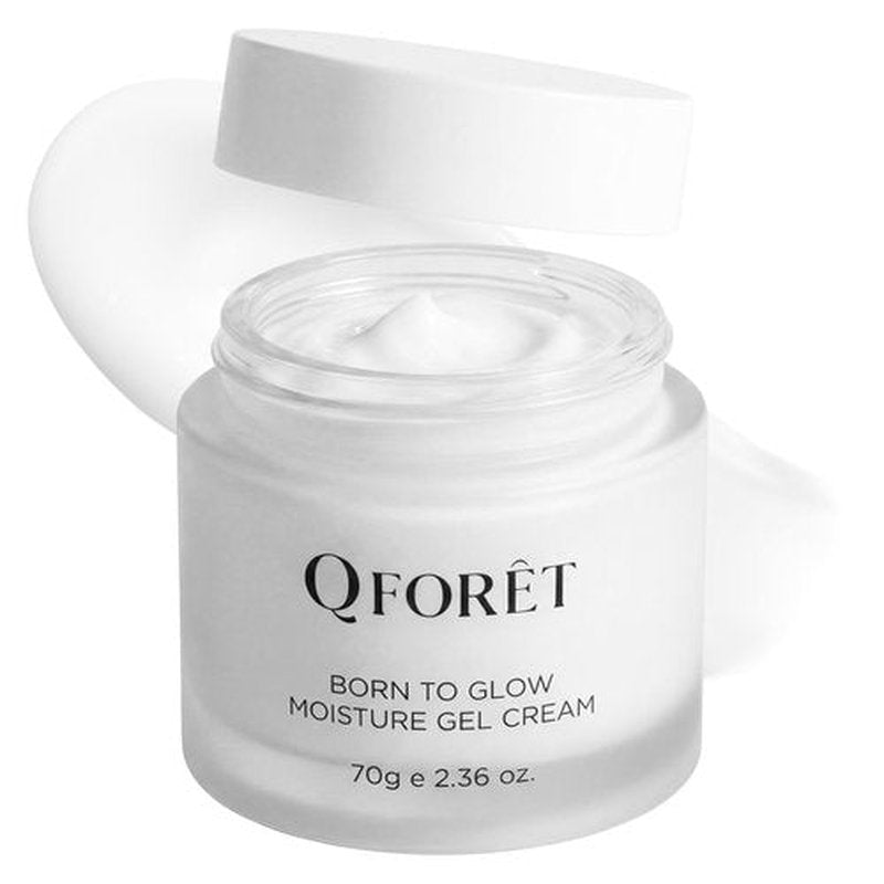 QFORET Born to Glow Face Moisturizer, Makeup Prep Gel-Cream, Fragrance-Free, Vegan Phyto Mucin + Ceramides + Peptides, 2.36 fl oz