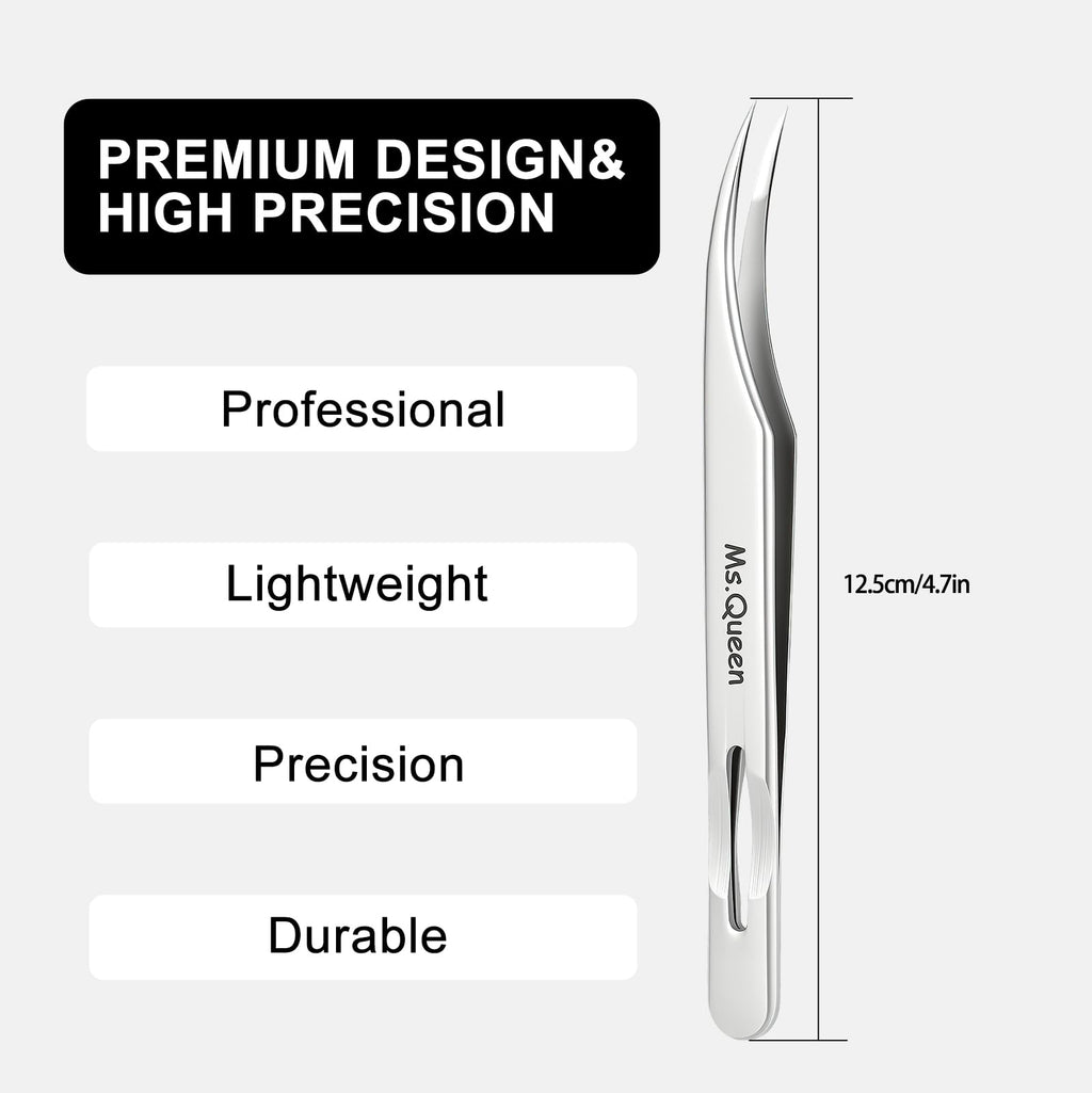 Ms.Queen Isolation Tweezers for Lash Extensions,Dolphin Shape Curved Isolation Lash Tweezers for Classic and Volume Lash Extension Applying