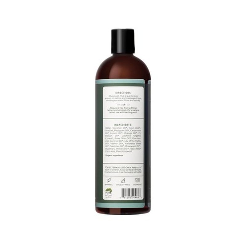Aleavia Coastal Woodlands Men's Body Cleanse - Organic Prebiotic Body Wash with 13 Essential Oils - 16 Oz.