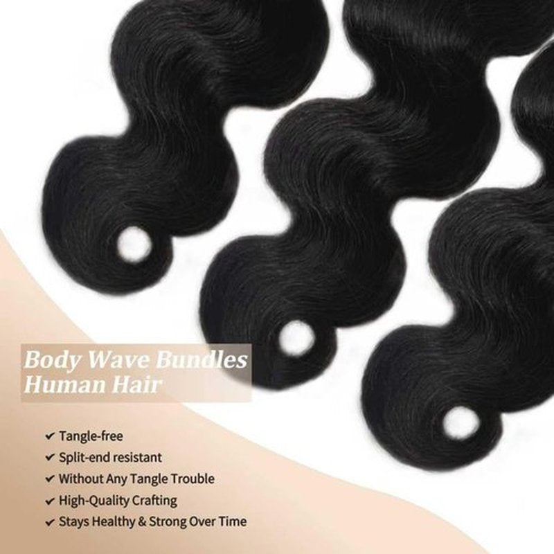 12A Unprocessed Brazilian Human Hair Body Wave human hair bundles 3 Bundles 18 20 22 Inch Natural Black soft Smooth Double Weft Quick Weft Extensions for Women