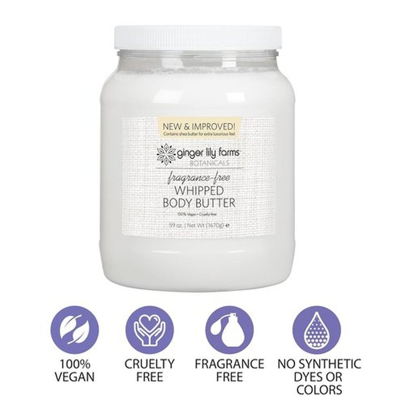 Ginger Lily Farms Whipped Body Butter - Ultra-Hydrating, 100% Vegan & Cruelty-Free, 59 Ounces