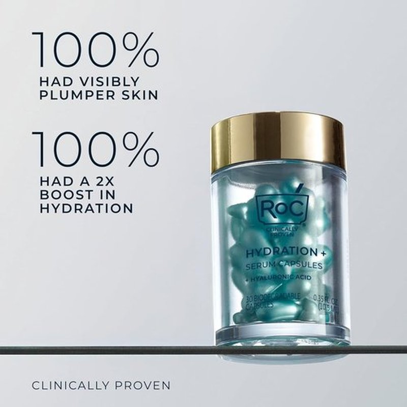 RoC Multi Correxion Night Serum Capsules - Hyaluronic Acid for Intense Hydration | 30 CT + RoC Retinol Capsules - Anti-Aging Treatment | 7 CT
